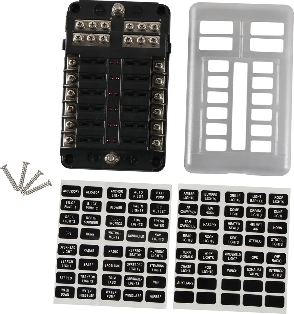 Scatola Fusibili Nautica 12 Vie A5517 - Bus Negativo e LED di Stato
