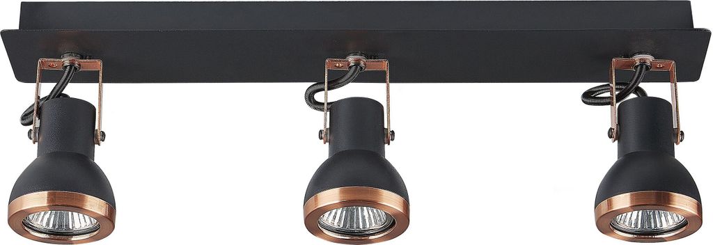 BELIANI Deckenlampe Schwarz / Kupfer Metall Rechteckig 3-flammig In Matt Verstellbar Industrie Look Modernes Design