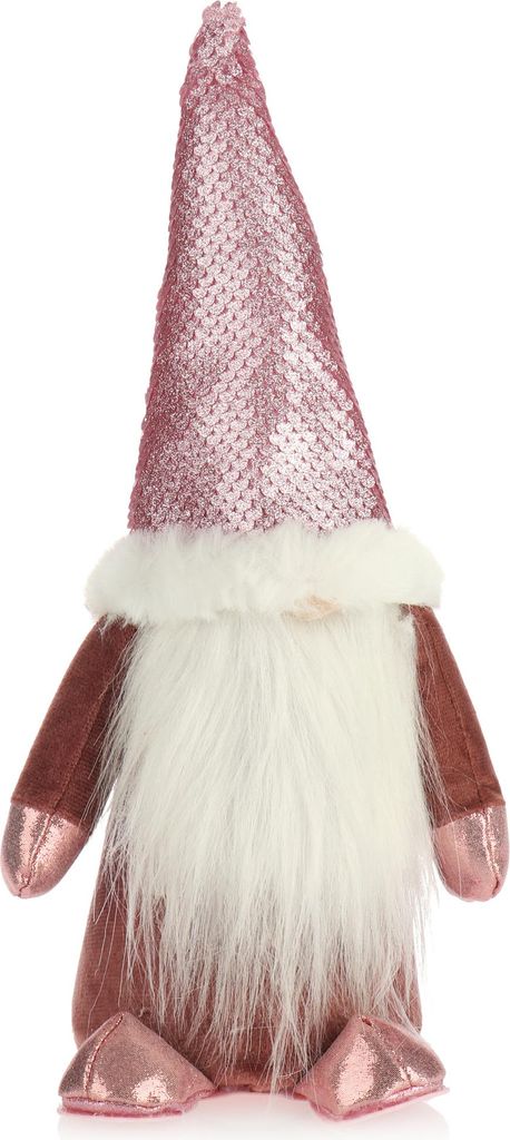 COM-FOUR Rosa Weihnachts-Wichtel für die Weihnachtsdeko, winterliche Figur als Dekoartikel, niedlicher Kantenhocker als Raumschmuck oder Geschenk