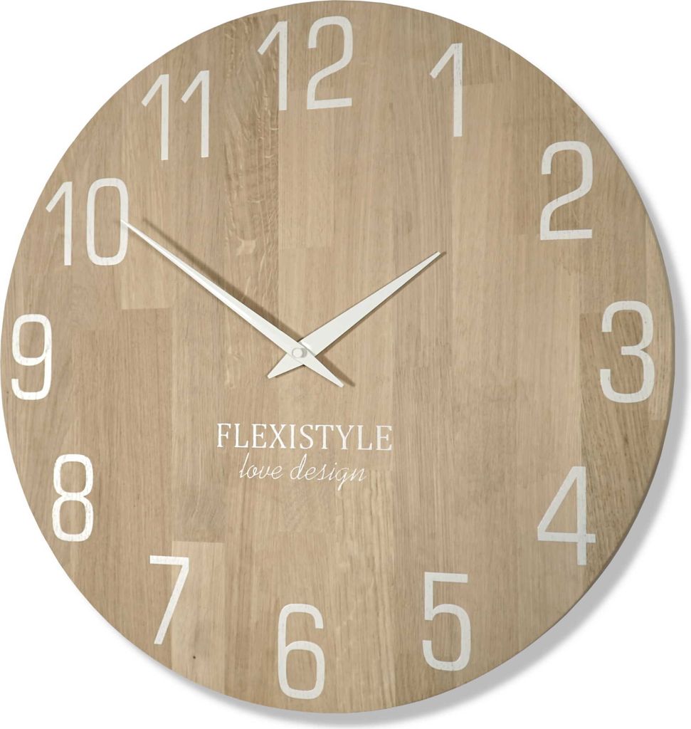 Horloge murale diamètre naturel aspect bois 100% chêne, Image du produit 
