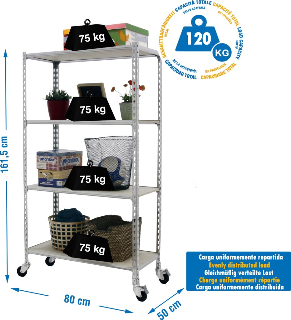 MADERCLICK MOBILE MINI 4/500 1500 GALVA/MADEIRA metallic prateleira