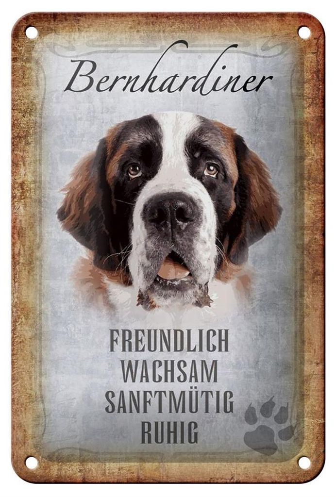 Blechschild Spruch 12x18cm Bernhardiner Hund Schild