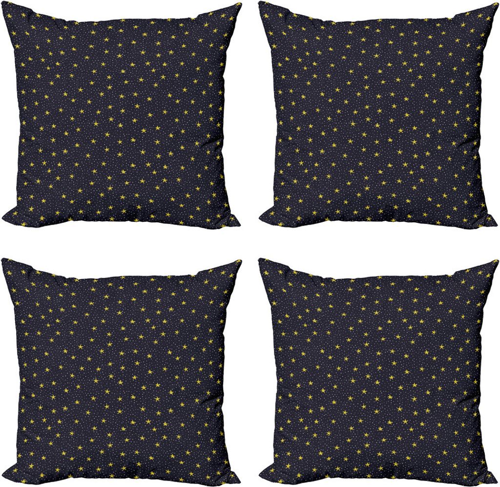 ABAKUHAUS Nachthimmel Kissenbezug Set (4 Stück), Gelber Stern und Punkte, Moderner Doppelseitiger Digitaldruck, 60 cm x 60 cm, Gelb weiss
