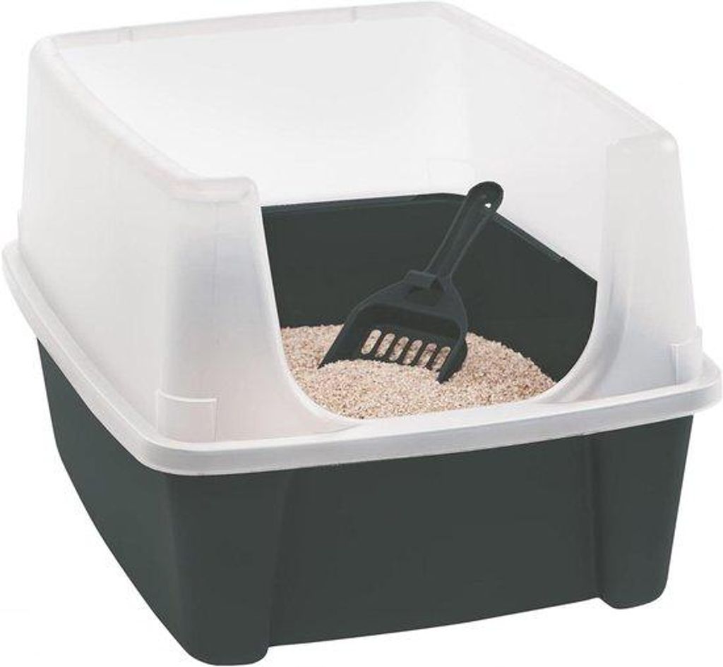 Litter Box mit Rand, Schaufel und Grau - Grau