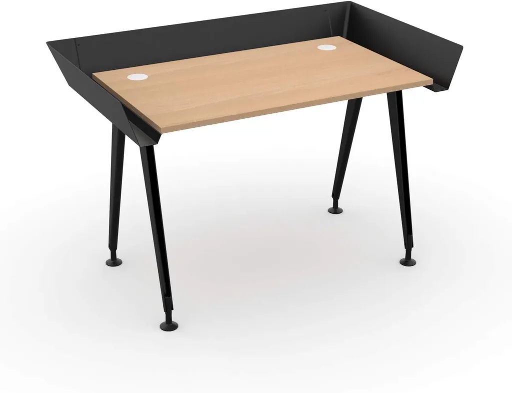 Bureau Télétravail LEVIRA Tern 100x60 cm Noir et Hêtre pour Petit Espace