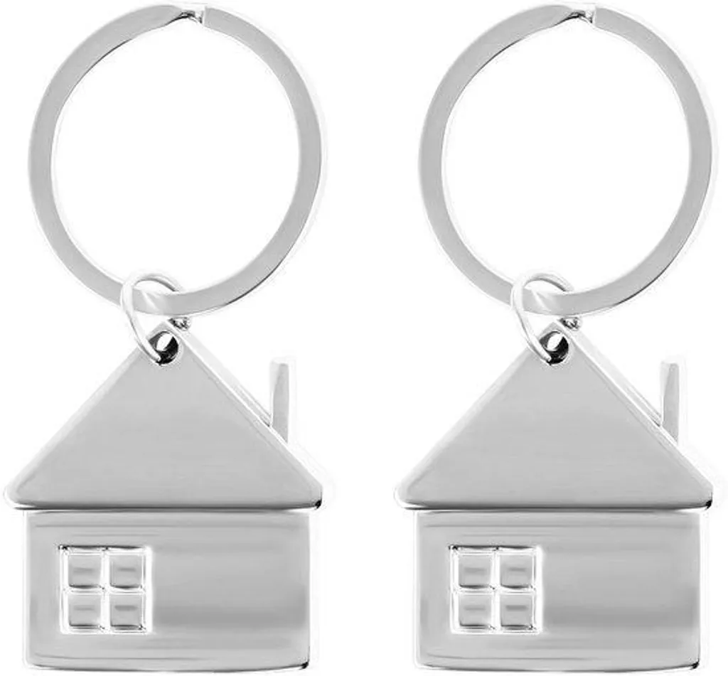 Petit porte-clés maison en métal robuste, set de 2 pièces pour la famille