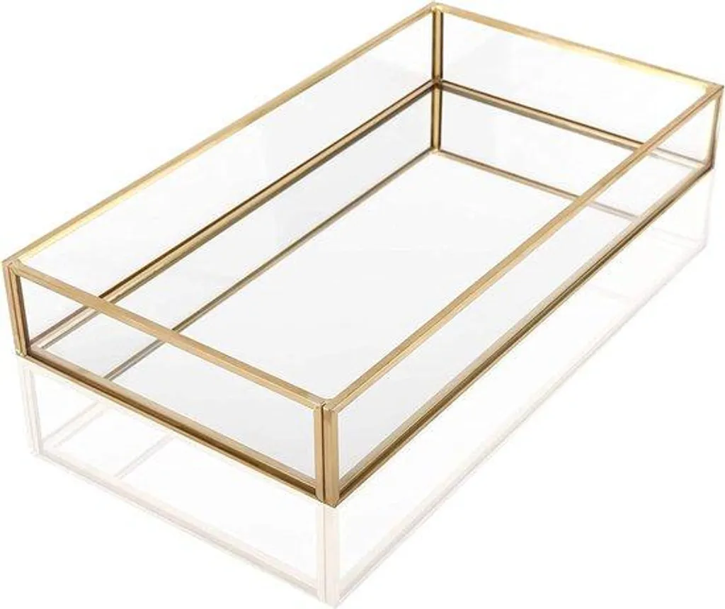 Organiseur bijoux doré en métal format 20x14cm finition brillante et chic