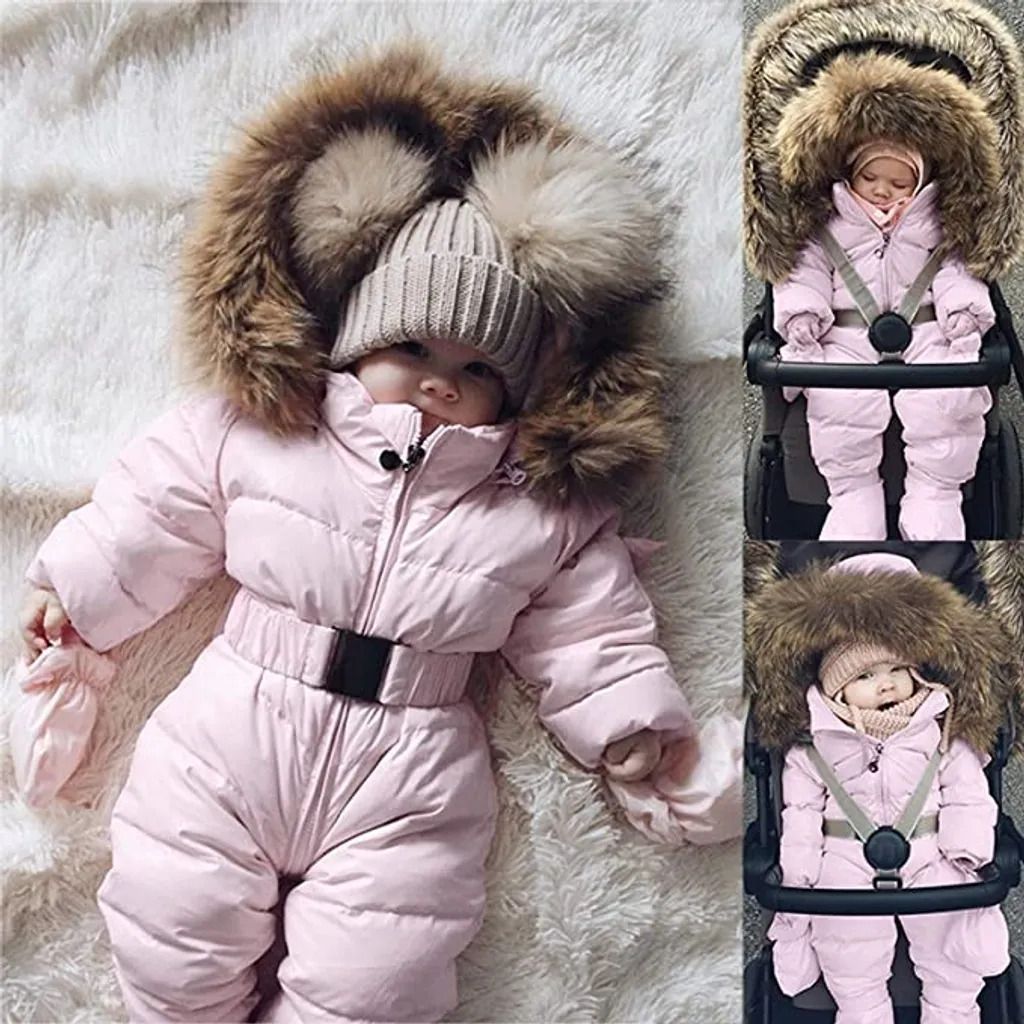 90cm -Baby Winter Overall mit Kapuze Strampler Schneeanzug Produktbild 2