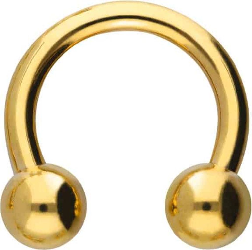 Ohrpiercing, Nasenpiercing, Septum Piercing Titan Hufeisenring mit Innengewinde Gold Innendurchmesser: 8mm + Stabstärke: 1,6mm