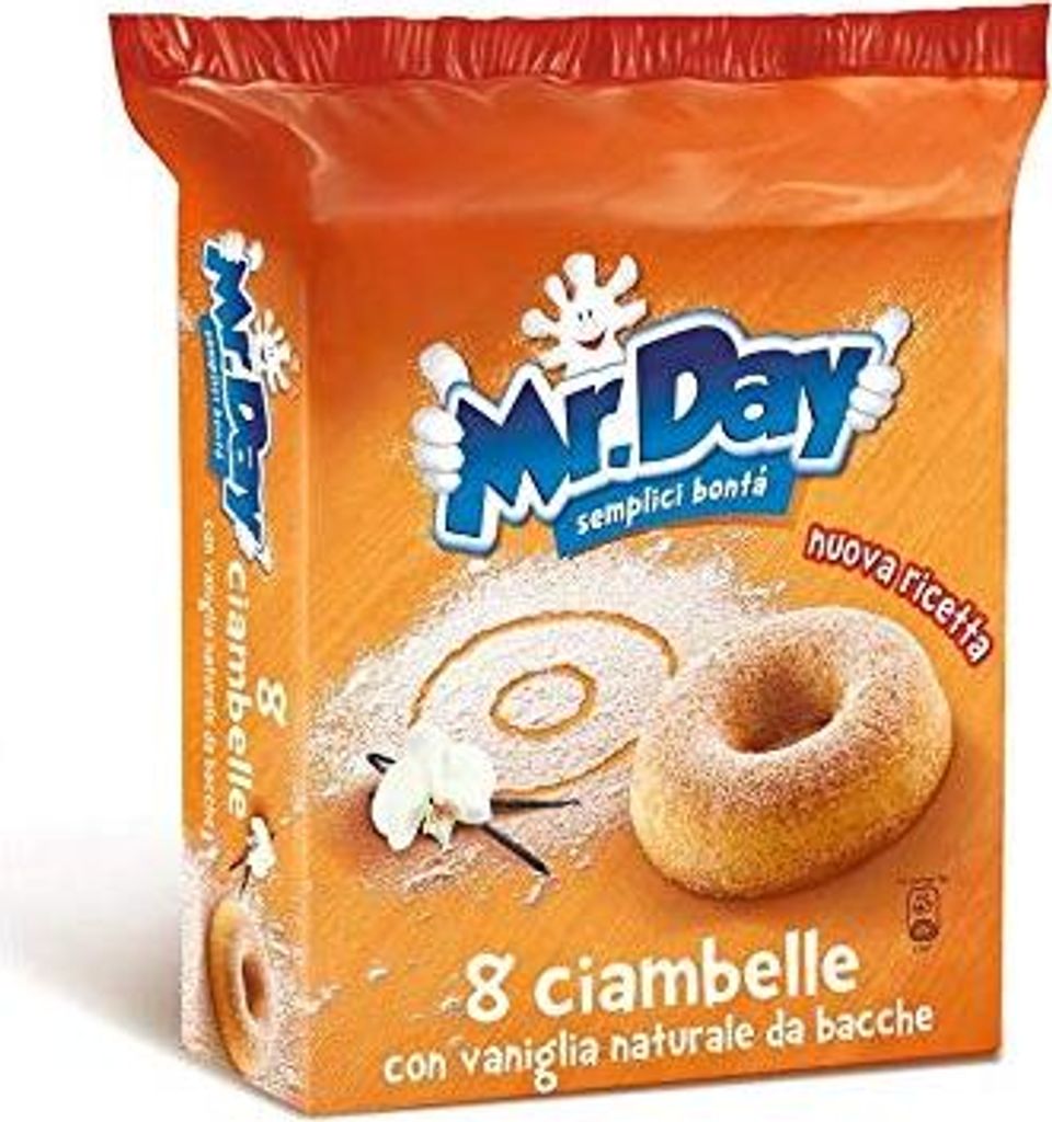6x Vicenzi Mr. Day 8 Ciambelle Kuchen brioche Natrliche Vanille Donuts 304g
