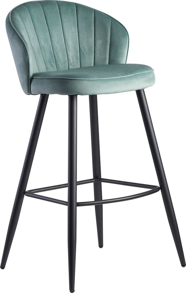 Barhocker Samt Hellgrün Hocker mit Lehne 56x102,5x52,5 cm | Küchenhocker Skandinavisch Stoff / Metall 110 kg | Design Barstuhl Tresenhocker | Bis...