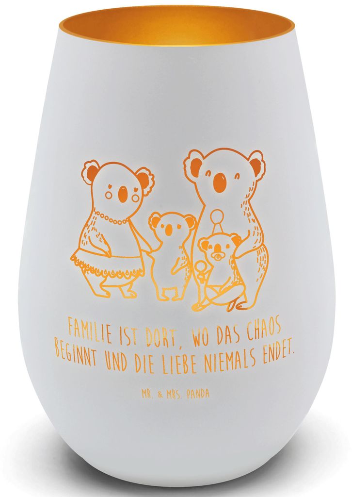 Mr. & Mrs. Panda Windlicht Glas Koala Familie - Weiß - Geschenk, Mama, Teelichthalter, Koalas, Muttertag, Kerzenglas, Kerzenhalter, Laterne, Kinder