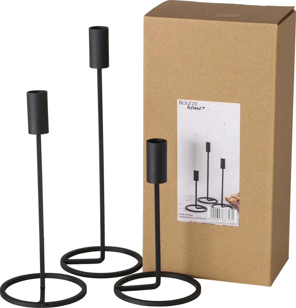Stile Industrial: Portacandele Boltze Ferro Nero 1018034 3pz