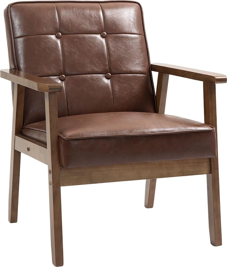 HOMCOM Fauteuil de salon, fauteuil de chambre en cuir Image du produit 
