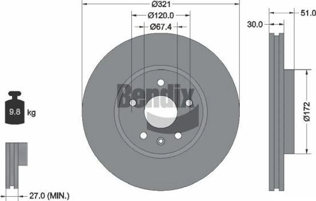BENDIX Disque de frein BDS1176HC pour restaurer le freinage Camaro
