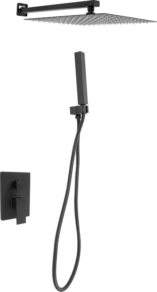 Duscharmatur Set, Wandmontage Design, Dual-Funktion Duschkopf, schwarz