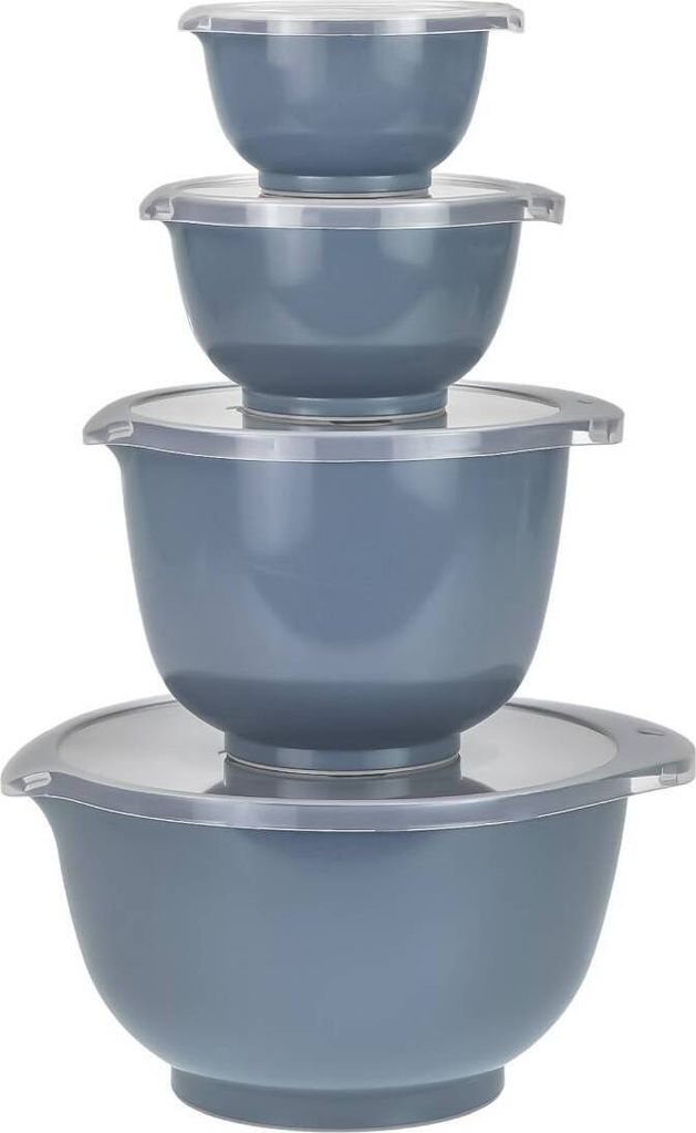 Rosti Rührschüssel Set 4tlg. mit Deckel "Margrethe" New grau blau (dusty blue) 0,25+0,5+1,5+3,0L
