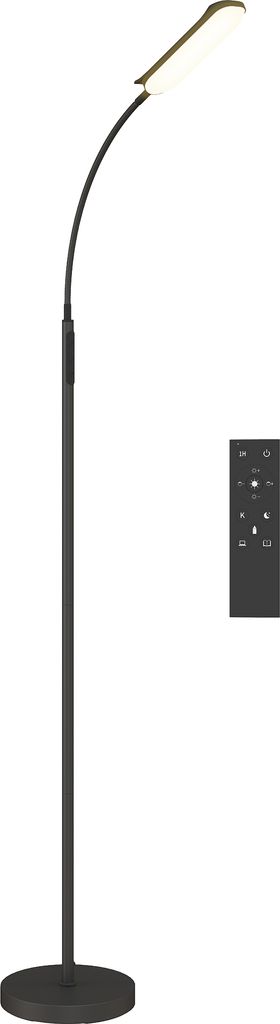 HOMCOM LED Stehlampe Dimmbar Stehleuchte mit Fernbedienung & Touch-Steuerung, Wohnzimmer Standleuchte mit 360° verstellbarer Schwanenhals