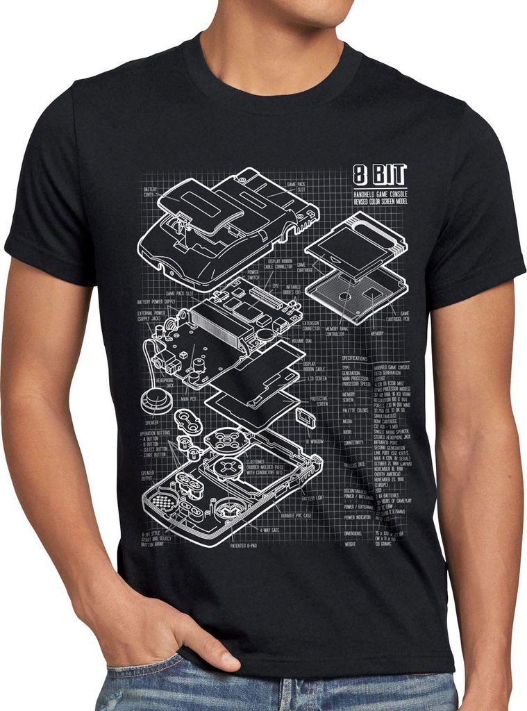 style3 8-Bit Handheld Blaupause Herren T-Shirt Videospiel
