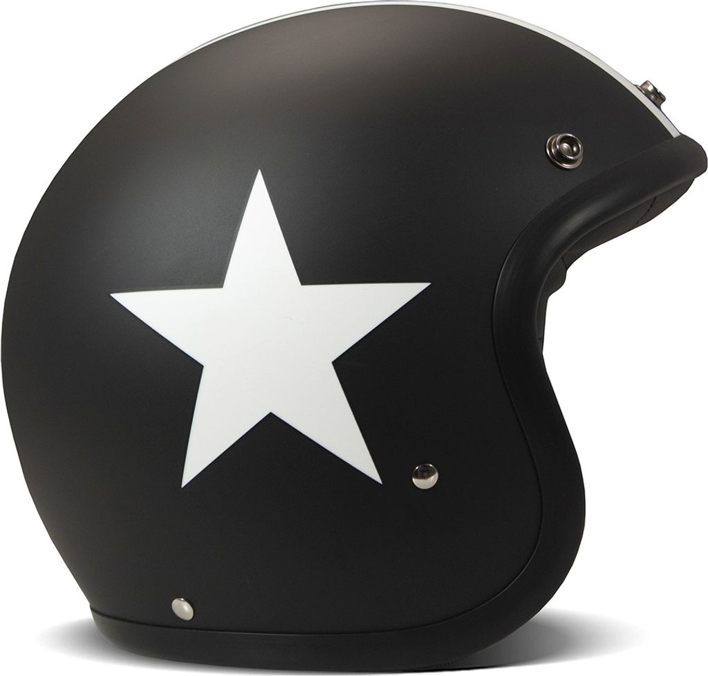 Jet Helm Cafe Racer DMD RETRO Star Schwarz Weiß Matt größe S