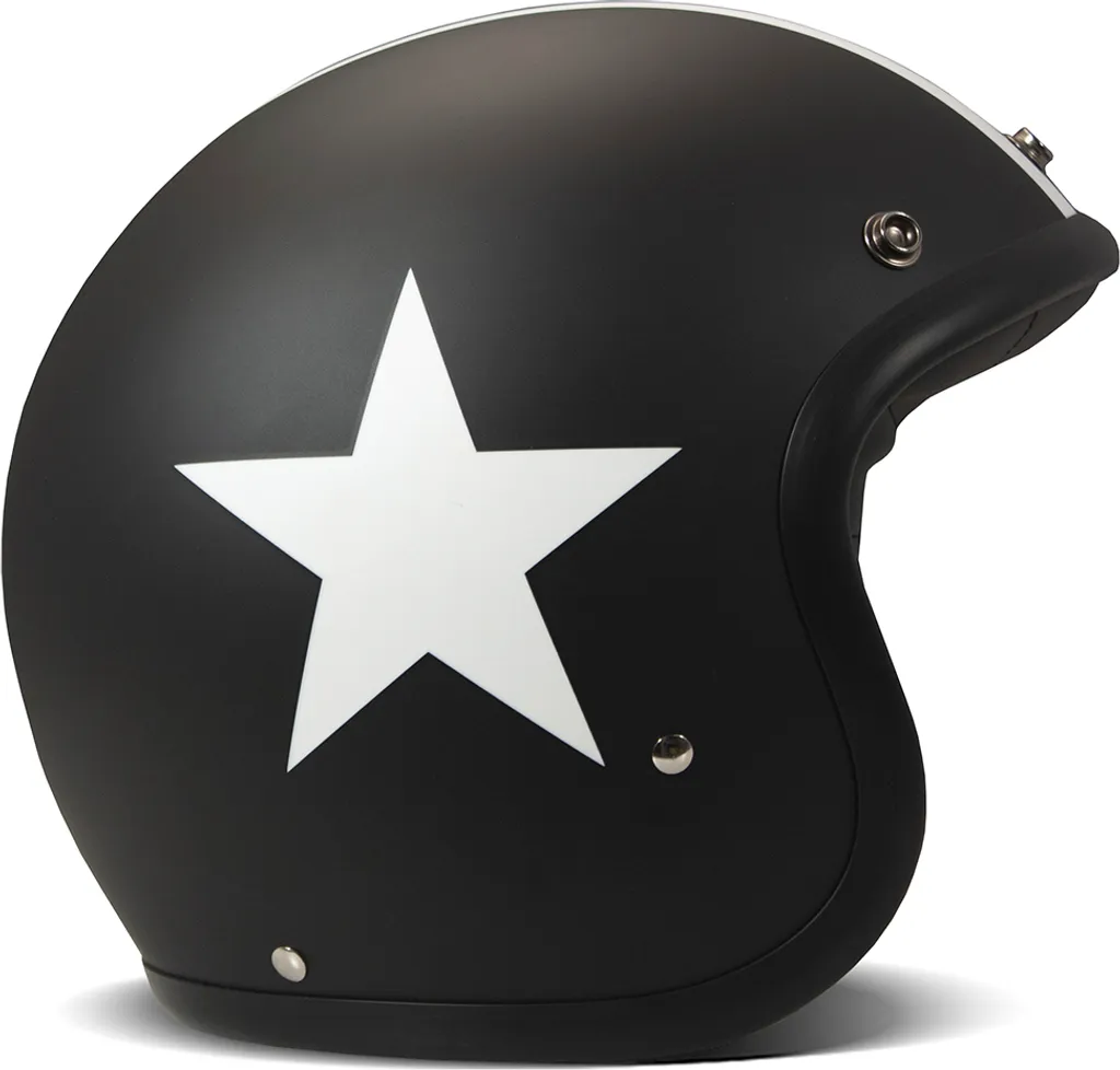 Casque Jet Fibre de Verre DMD Retro Star Noir et Blanc Mat en XS