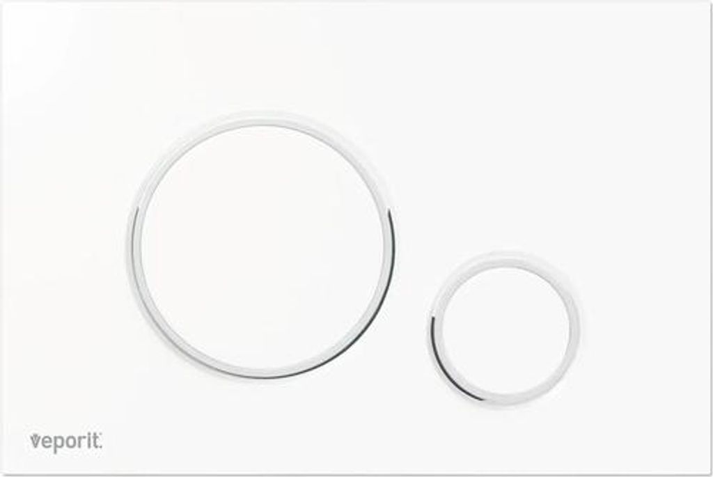 veporit Betätigungsplatte ROUND Platte weiß matt / Taster weiß matt mit Dekorring in chrom, Anti-Fingerprint und Antibak