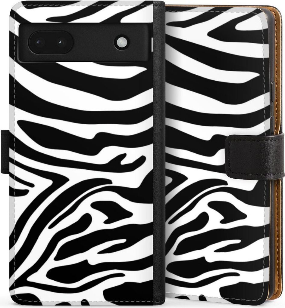 DeinDesign Klapphülle für Google Pixel 6a Handytasche Lederhülle Tasche Animal-Look Animalprint Zebra