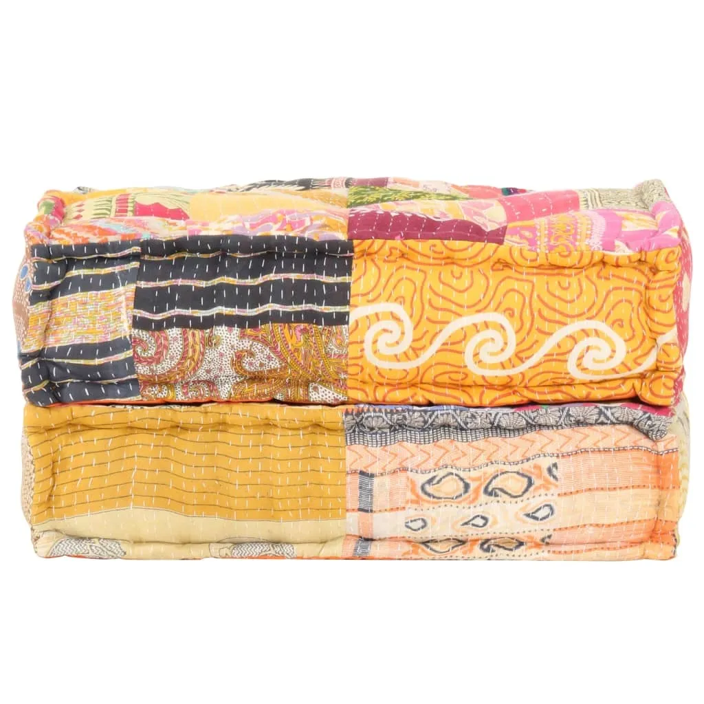 Pouf Repose-pieds Patchwork 60x70x36 cm - Solution Gain de Place et Confort