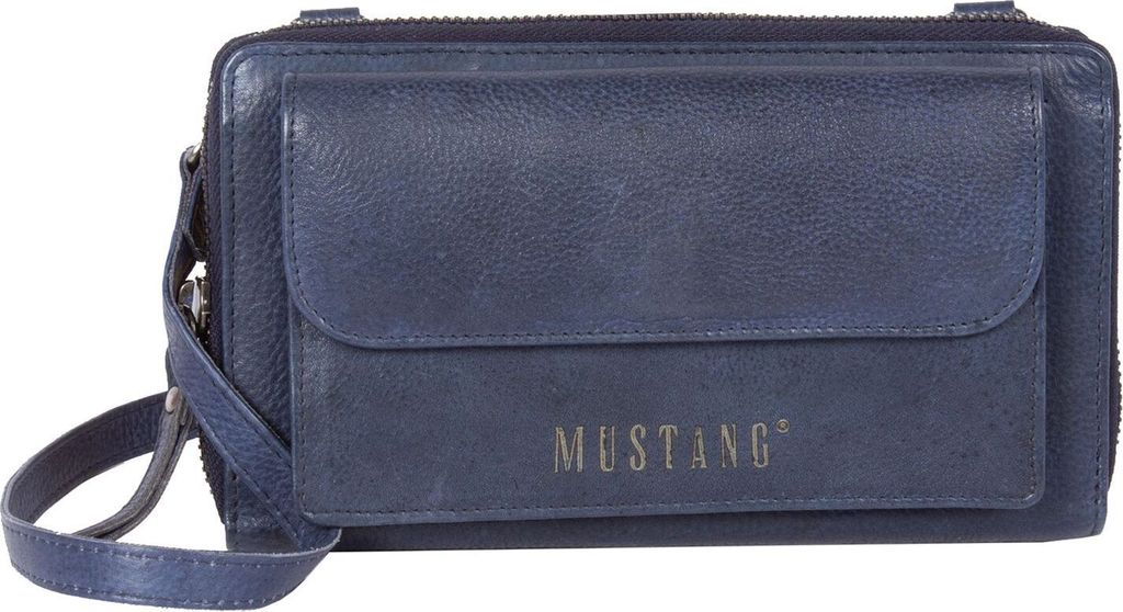 MUSTANG Leder Geldbörse Umhängetasche Cordoba Halifax Wallet Bag Navy dunkelblau