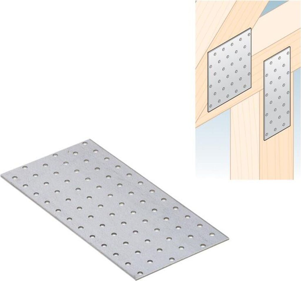 Lochplatte 240 x 120 x 2,00 mm Flachverbinder Holzverbinder verzinkt