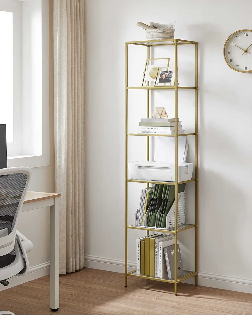 Étagère dorée luxueuse en verre trempé - Support robuste et design chic - 2