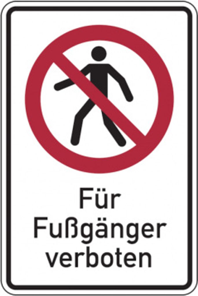 Dreifke Verbotsschild, Kombischild, Für Fußgänger verboten, 300x200 mm, Aluv...
