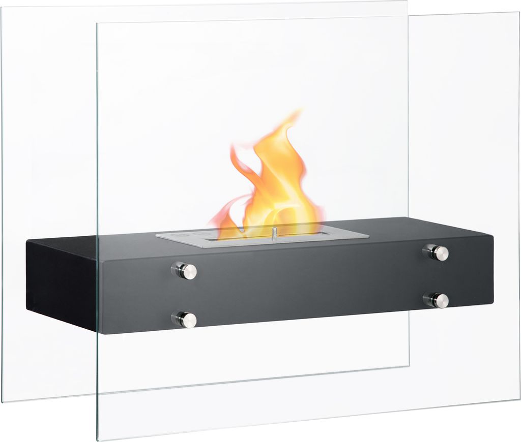 HOMCOM Bioethanol-Kamin, 7000 BTU, Tisch-Bioethanol-Ofen mit 1,5 l Tank, Edelstahl-Flammensperre, 3 Stunden Brenndauer für Innenräume, 20–25 m...