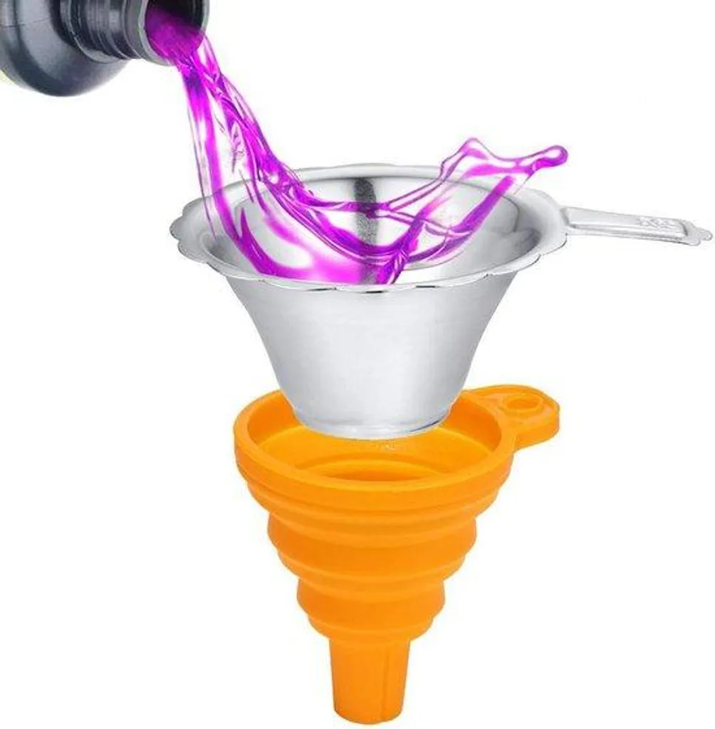 Entonnoir pliable inox et silicone avec filtre résine ultra résistant