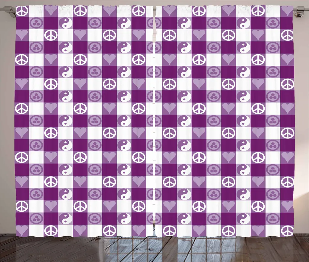 Tenda Camera Letto ABAKUHAUS - Yin Yang 280x175 Lavanda Magenta