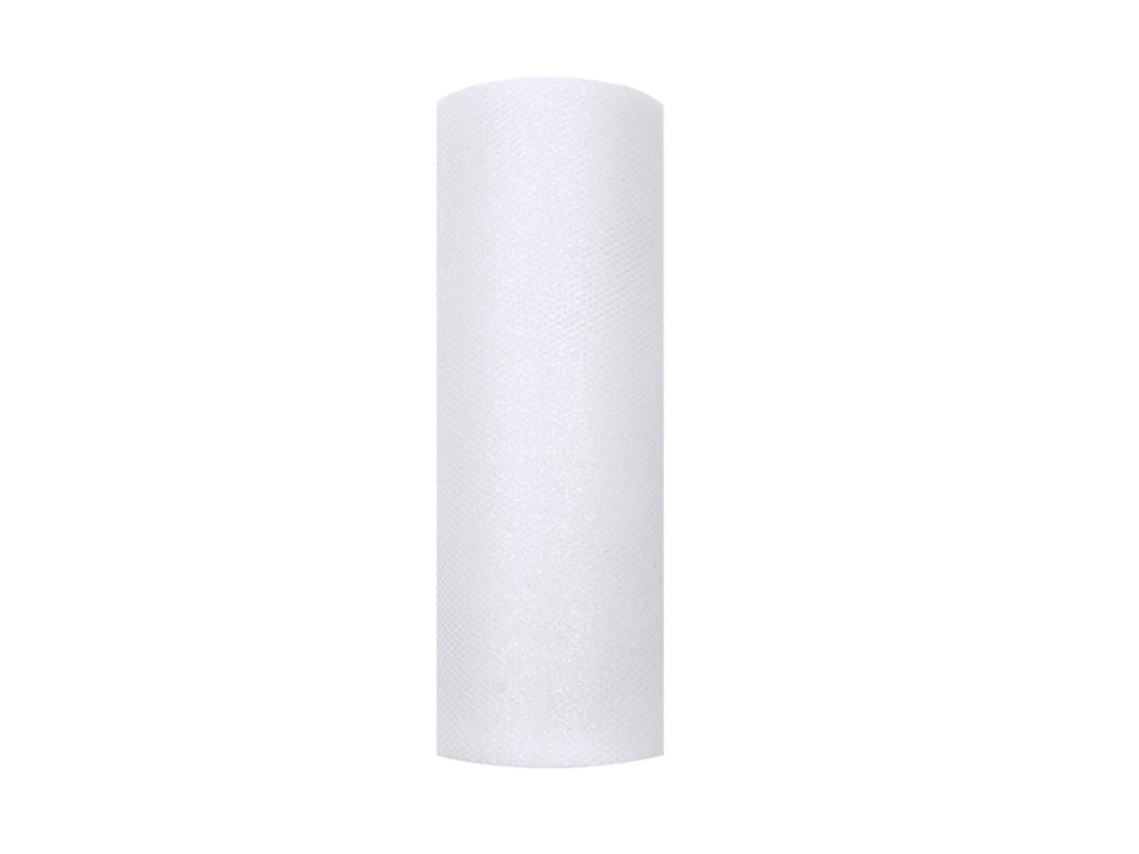Glitzer Tüll 15cm, 9 Meter, Farbe:008 weiß Produktbild 