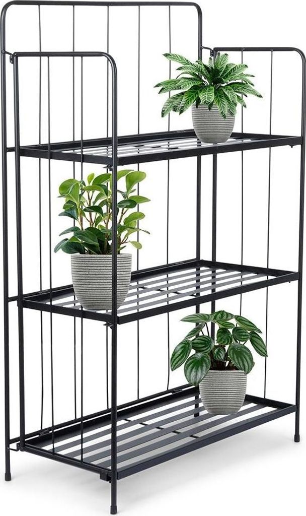 PROGARDEN portafiori in metallo a 3 livelli 90 cm nero Immagine del prodotto 