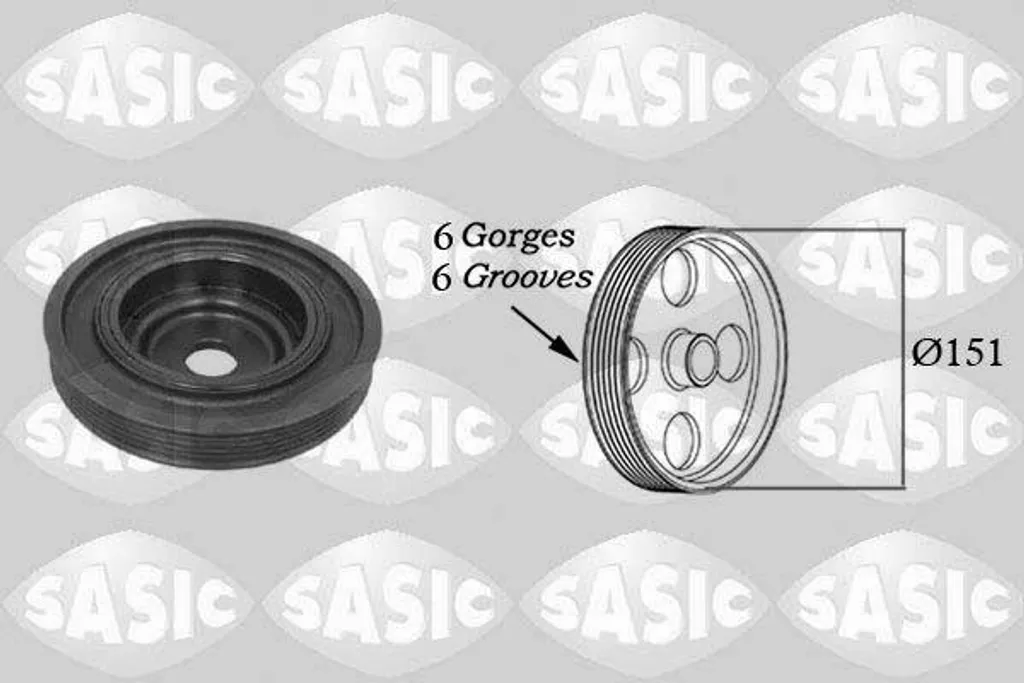 Poulie damper moteur SASIC 2154008 compatible Scenic Modus et Megane
