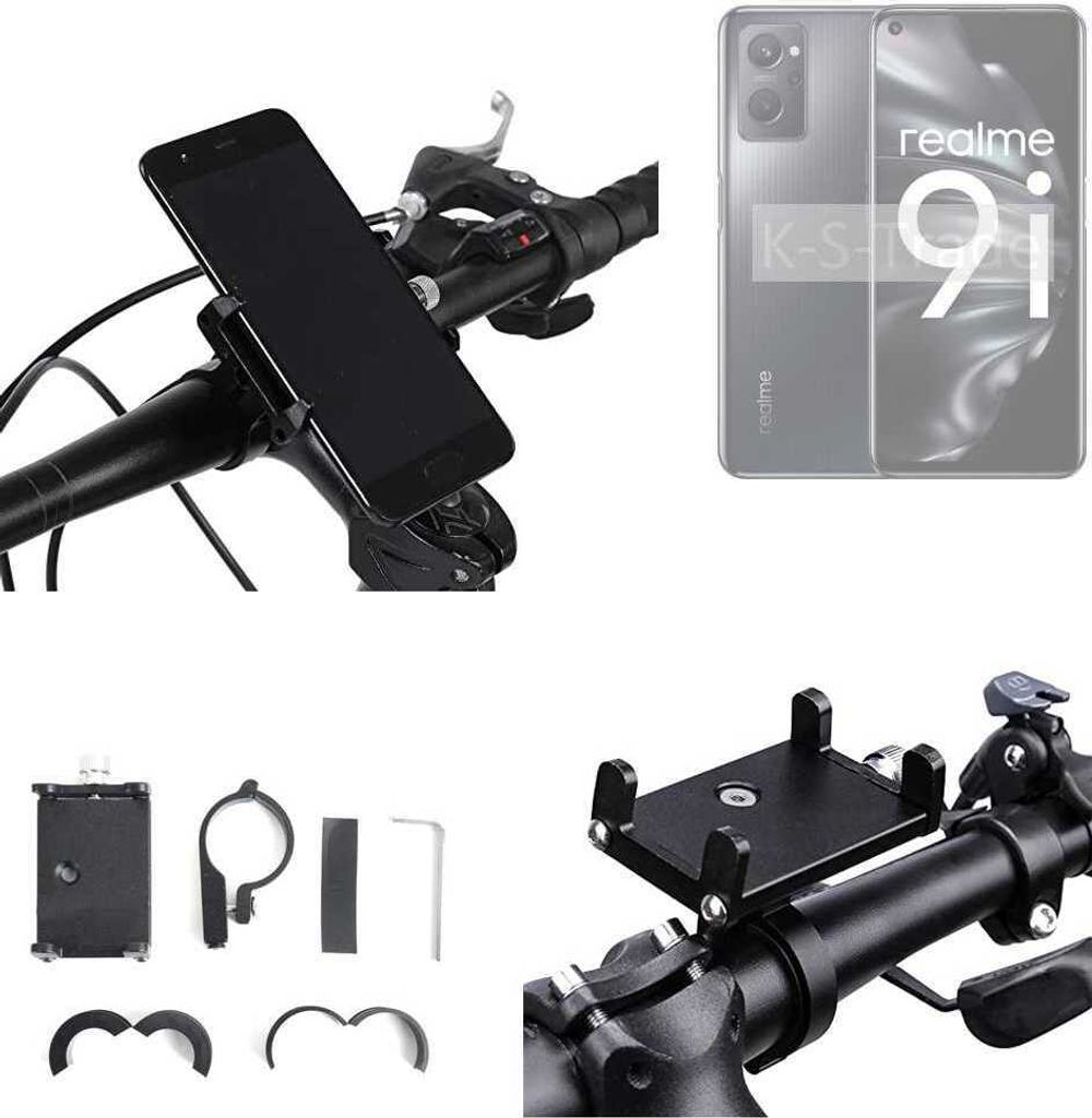 K-S-Trade Handyhalterung für das Fahrrad kompatibel mit Realme 9i Halter Lenkstange Fahrradhalterung Motorrad Bike Mount Befestigung Smartphone Handy