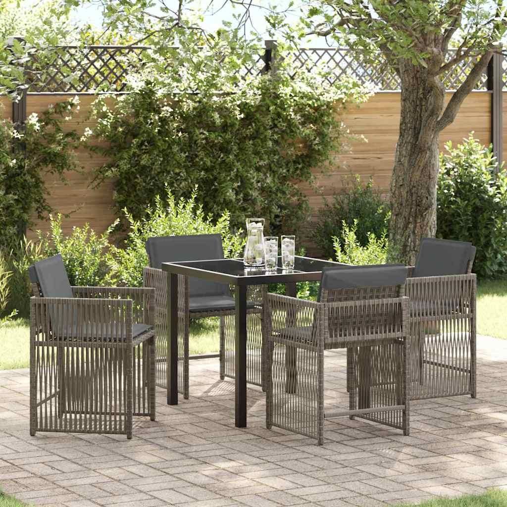 Maison Exclusive - Garten Essgruppe 5 pcs Grau Poly-Rattan