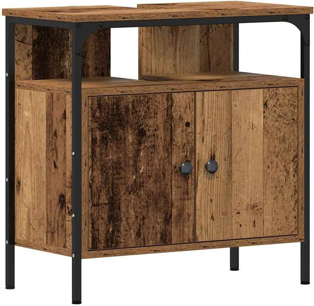 Mobile Sottolavandino SYFAX 60x60x30 cm Legno Antico - Salvaspazio Bagno