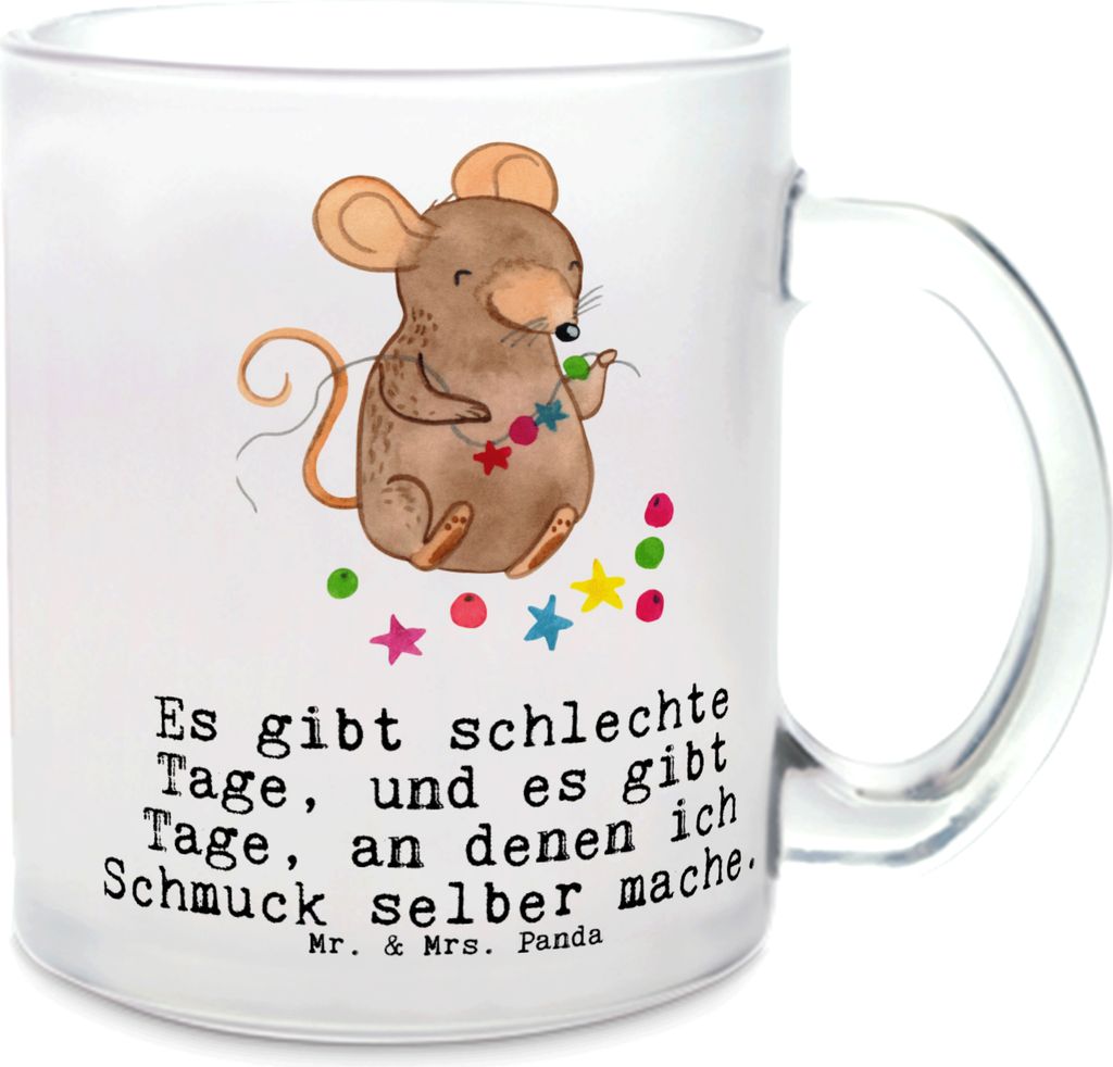 Mr. & Mrs. Panda Teetasse Maus Schmuck selber machen - Transparent - Geschenk, Trinkglas, Pott, DIY, Tee Tasse, Basteln, Glas, Glasbecher