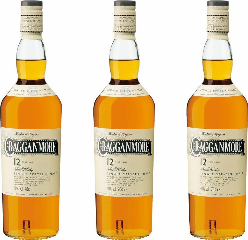Cragganmore 12 Years / Jahre, 3er, Single Malt, Whisky, Scotch, Alkohol, Alokoholgetränk, Flasche, 40%, 700 ml, 701719