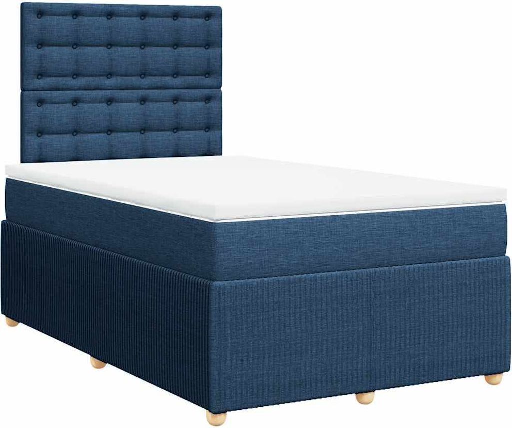 vidaXL Boxspringbett mit Matratze Blau 120x190 cm Stoff