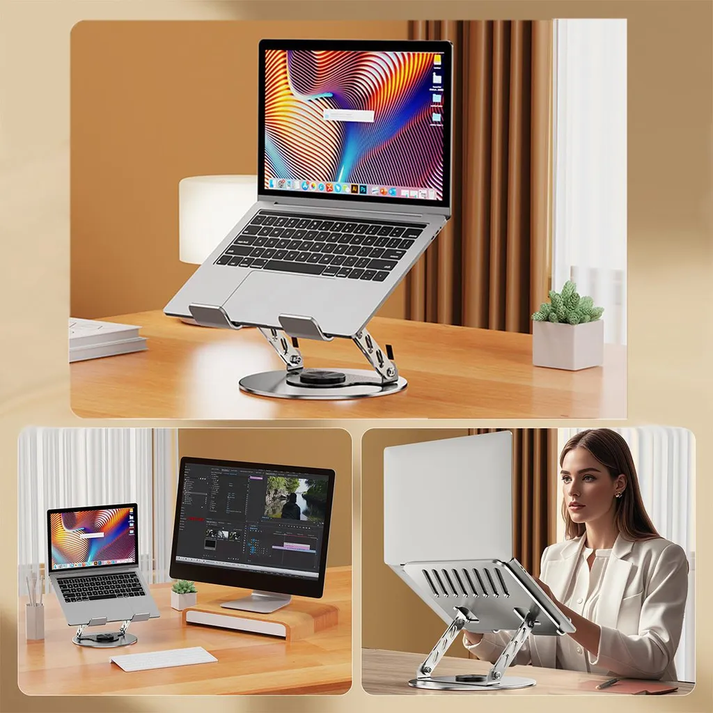 Support Ordinateur Portable contre les Douleurs de Dos - Acier Gris