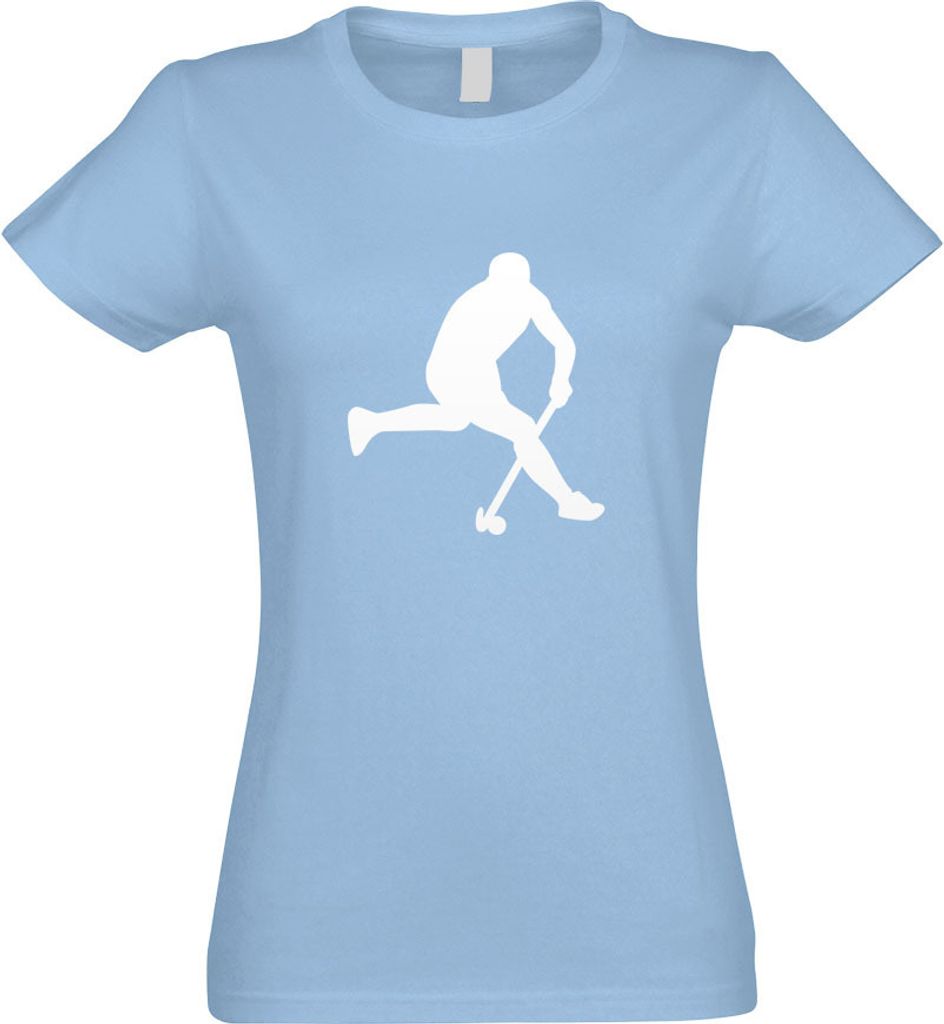 Kiwistar - T-Shirt tailliert - Damen - himmelblau - Hockey Ball Sportler Figur - mit Motiv Bedruckt - Funshirt Design - Sport - Freizeit - Damen - S