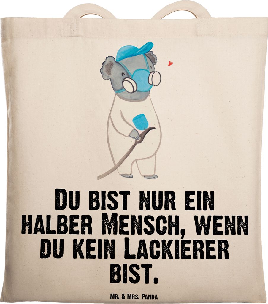 Mr. & Mrs. Panda Tote Bag Lackierer Herz - Transparent - Geschenk, Tasche, Beutel, Tragetasche, Stoffbeutel, Ausbildung, Lustig, Laptoptasche, Spruch