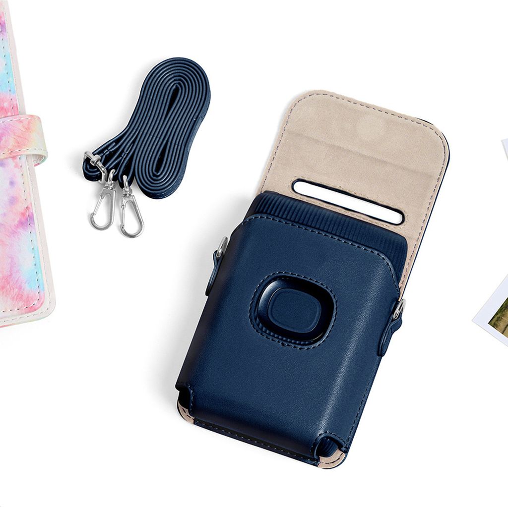 Druckerschutzabdeckung Anti-Kratzer Schockdicht tragbares Kunstleder-Drucker-Umhängetasche für Mini Link 2-Blau