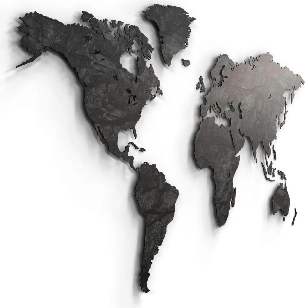Mappa del Mondo Giallobus Darkwood 130x72 - Decorazione Parete Legno MDF