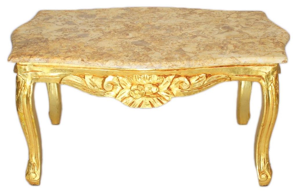 Casa Padrino Barock Couchtisch Gold mit Marmorplatte in Produktbild 
